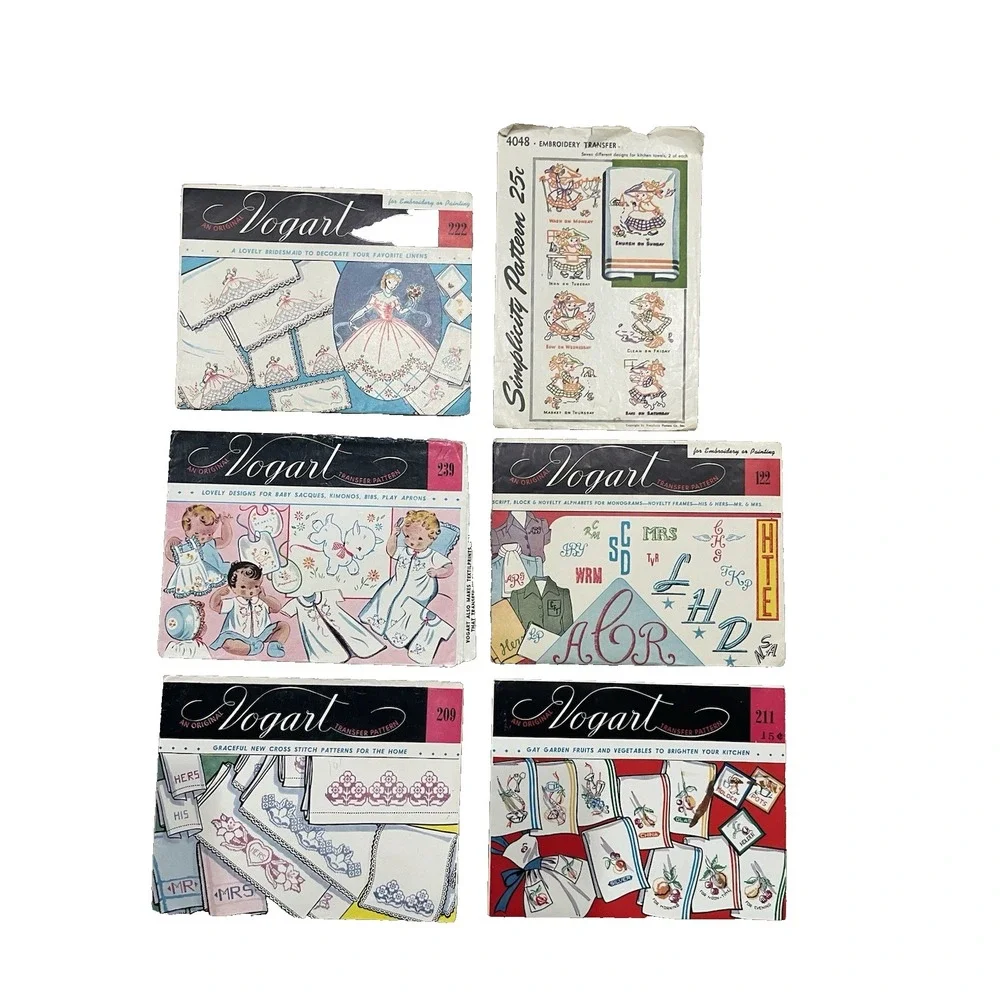 Vtg Vogart & Simplicity Transfer Patterns‎ Set Of 6